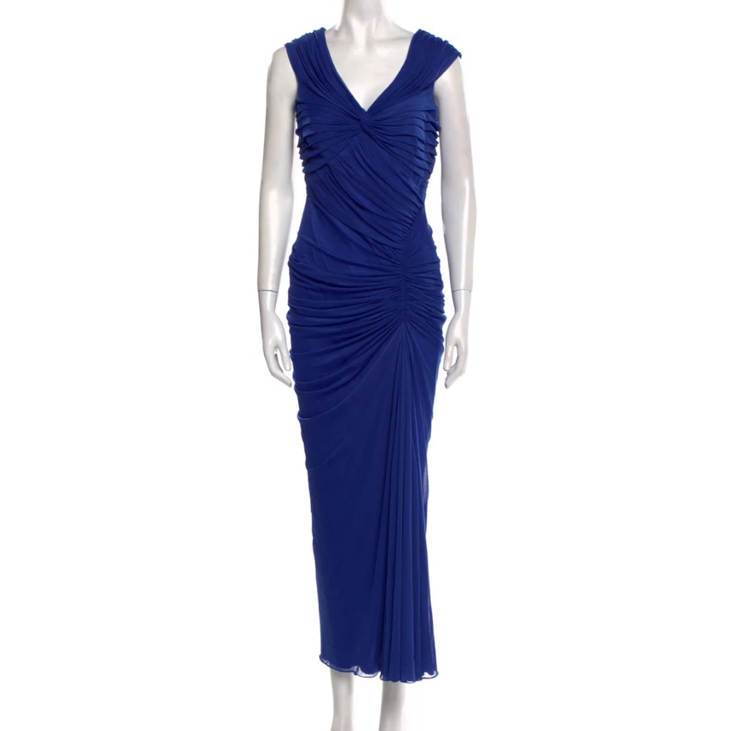 Tadashi Shoji Royal Blue Ruched Sheath Dress Size Medium.
